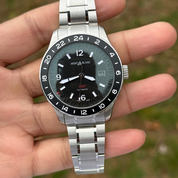 Montblanc 1858 GMT automatic Black Stainless Steel Watch Mens 2025 dated watch - Picture 14 of 17